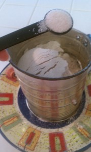 Add all dry ingredients into the sifter.